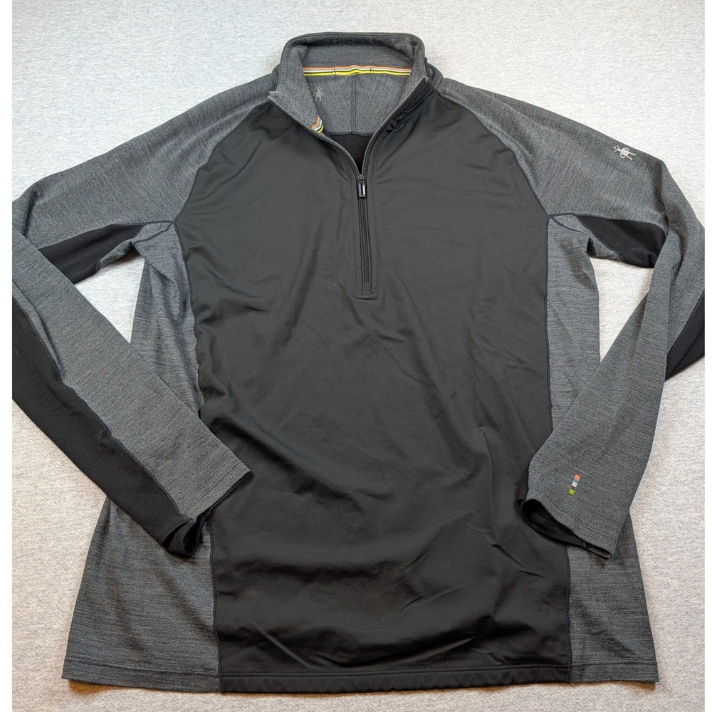 Smartwool Merino Sport 250 Wind 1/2 Zip Pullover Men's Large Gray Black SW019029